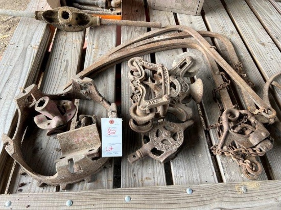 Lot - Seeder Wheel, Hay Fork, Trolley