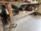 wooden shop bench on steel casters