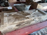 wooden box, 2 tractor engine cranks