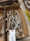 3 flats w/ combination & end wrenches, other misc tools (rusty)