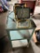 Lot incl metal 3 tier cart on wheels, 2 halogen shop lights