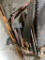 Misc tools to incl levels, hand saws and hammers