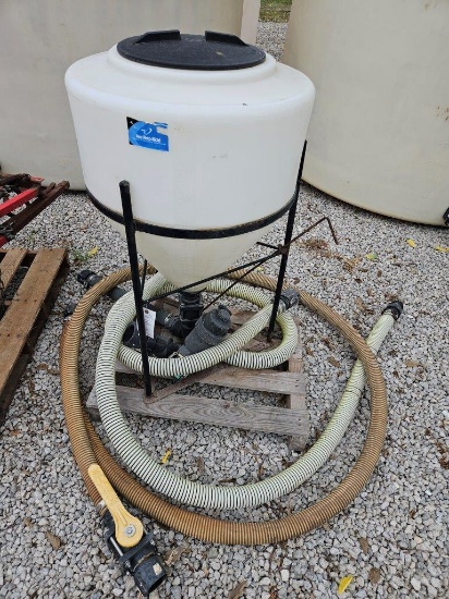 30 gal. Poly Chemical Inductor Cone w/ stand, valves, filter & hoses