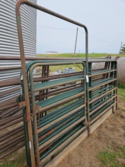 Big Valley 10' square cattle high pen consisting of 3-10' panels and 1-10' panel w/walk-thru