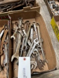 3 flats w/ combination & end wrenches, other misc tools (rusty)