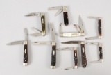 Eight Vintage Folding Schrade, Case Knives