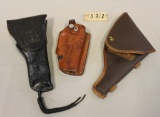 Lot of 3 holsters, 2 leather