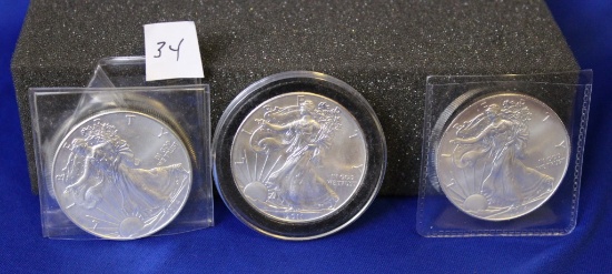 (3) Silver Eagles: (1) 2011 & (2) 2014 Issues