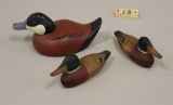 3 Ron Fisher Hand-carved wood ducks