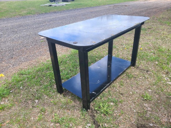 30" x 57" Black Table w/ Shelf