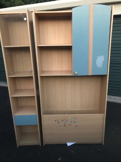 78" WOOD CABINET/TOY BIN SHELF