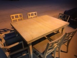 VINTAGEWOOD TABLE W/3 LEAFS AND 6 CHAIRS