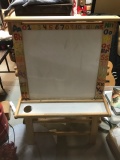 Double-Sided Easel, Dry Erase & Chalkboard Surfaces, Floor Standing - Wood