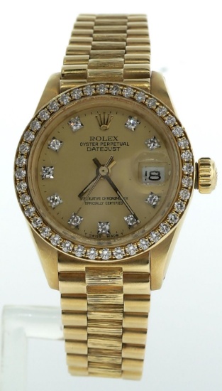 Rolex Ladies President Wristwatch Diamond Bezel & Dial