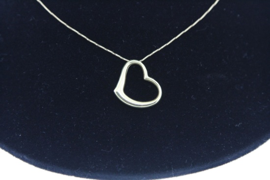 18K  YELLOW GOLD OPEN HEART PENDANT ON BOX LINK CHAIN