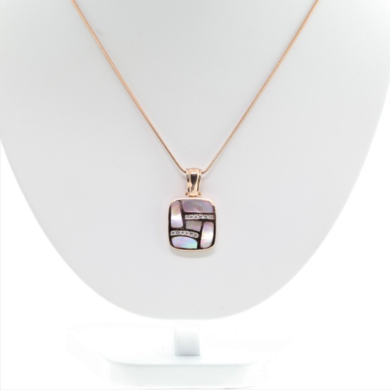 MOTHER OF PEARL DIAMOND AND 14K ROSE GOLD NECKLACE