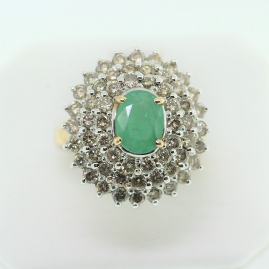 2.50 TCW EMERALD & DIAMOND CLUSTER RING