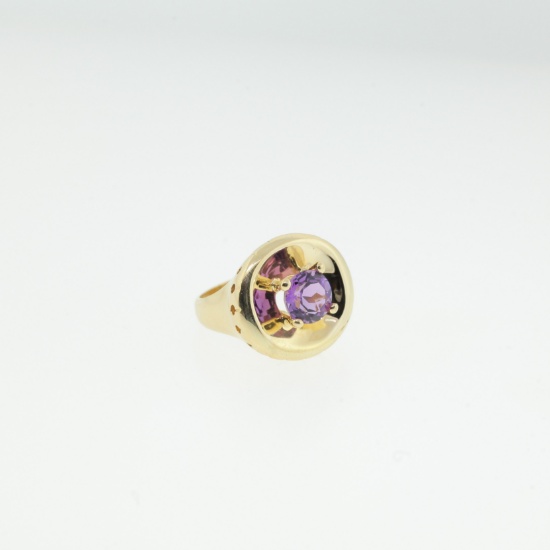 1.63ct Round Amethyst 14k Yellow Gold Ring