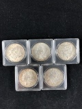 5 Morgan Dollars mixed Conditions, Years, Mintmarks