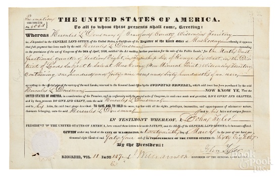 John Tyler vellum document signed as president