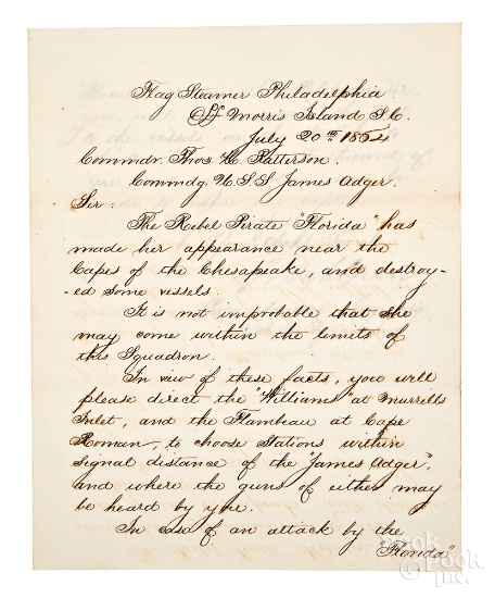 Civil War letter signed by John Dahlgren, 1864