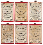 Six Dupont Superfine powder tins