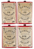 Four Dupont Superfine powder tins