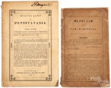 Two printed militia booklets, Pennsylvania 1839