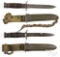 Two WWII US M3 Imperial fighting knife & scabbard
