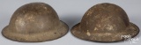 Two US WWI doughboy helmets