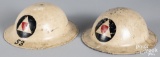 Two US WWI M1917 Civil Defense helmets