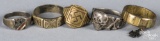 Five German WWI and WWII rings, death head