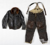 USAAF WWII sheepskin trousers, suspenders, etc