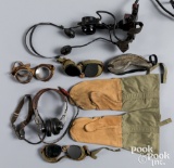 Three pairs of US WWII Air Corps flying goggles
