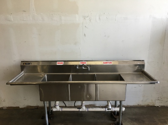 Real Nice Aero 3 Compartment sink with faucet  90"