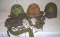 Grouping of 2 Helmets with Camo covers, Guille helmet cover and 2 spare liners