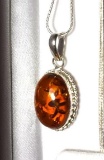 Amber Pendant on 925 Silver Chain