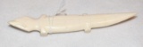 Eskimo carved bone letter opener, Alligator 6 inches long