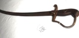 Sword with Birds head pommel and closed hand guard; guard atamped 1920