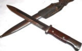 WWII German Bayonet K 98 with Metal scabbard and Leather Frog