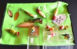 Antique Fishing Lures to include Hula Popper, Jitter Bug