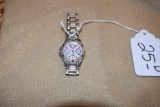 Armitron Ladies Watch, Stainless Band, Pink Face