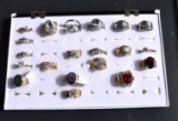 Lot of 20 Costume jewelry rings, some with colored stones