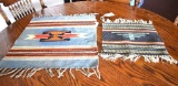 Light Blue Chimayo weaving and square Wool weaving