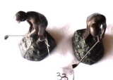 Pair of small Golfer figure Bookends