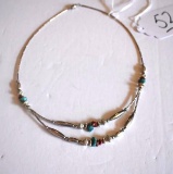 Vintage Native American Sterling Necklace with turquoise and coral