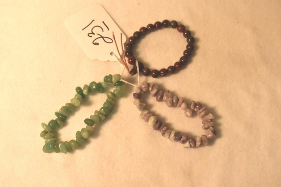 Elastic Gemstone Bracelets: Jade, Amethyst, Carneleon