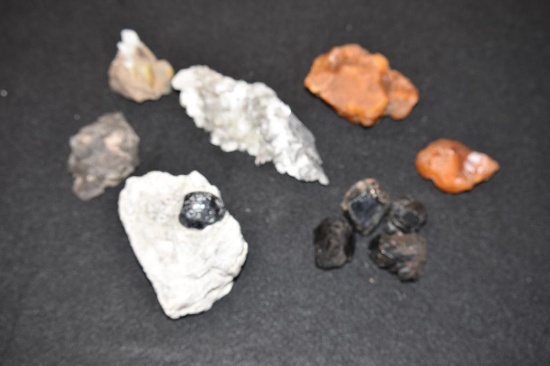 Grouping of Specimans to include: Carnelian, Quartz, Calcite and Apache Tears in Pearlite