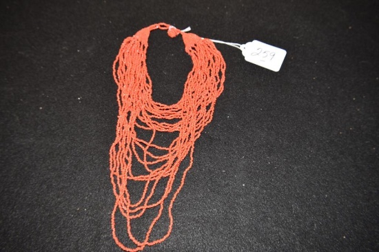 Multi Strand Coral Necklace, graduates from Choker to layers