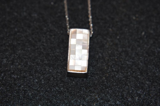 Silver Chain marked 925 with mother of pearl pendant